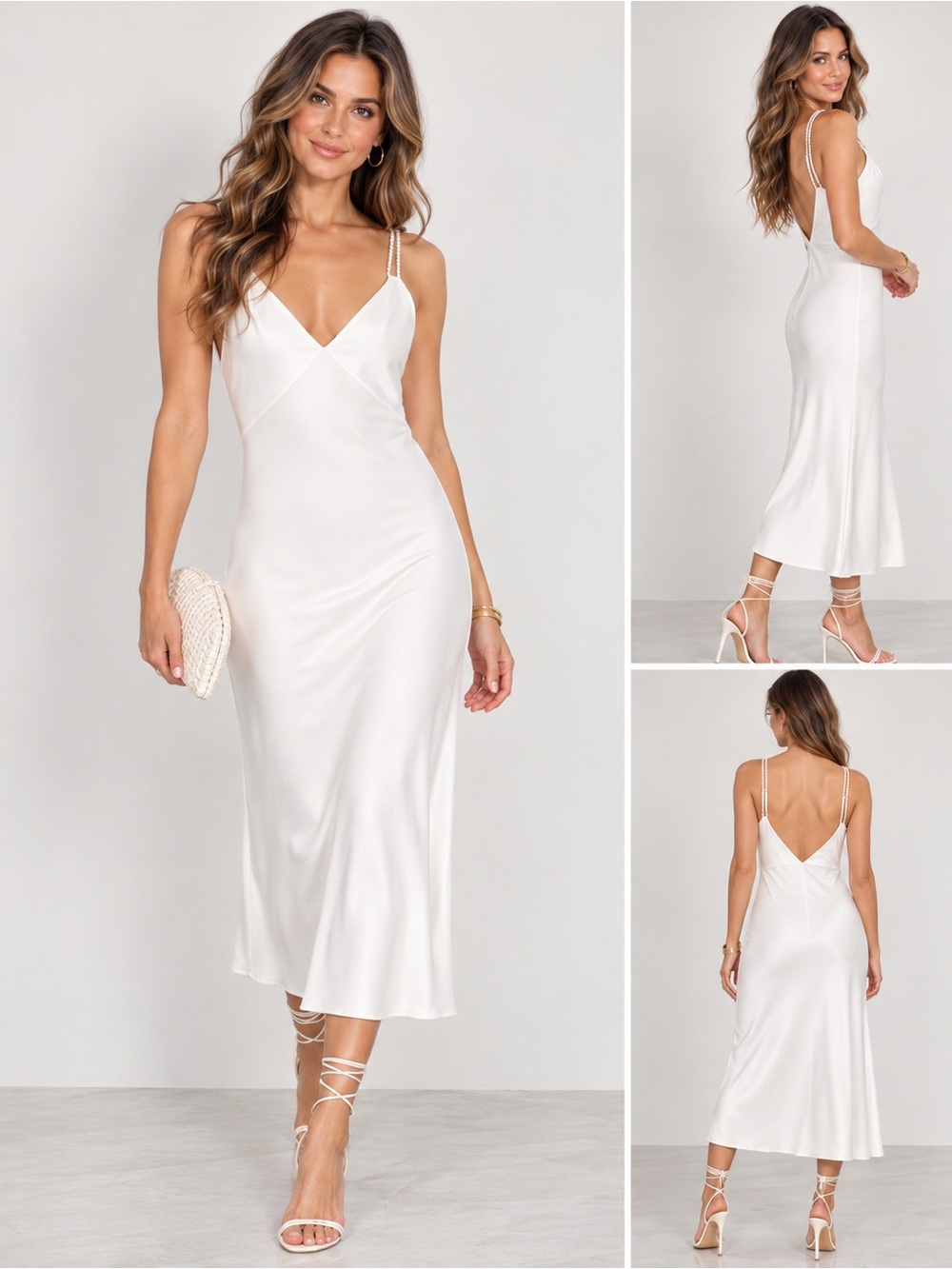 Alice + Olivia Kiro V-Neck Slip Dress Zumi Maxi With Slit NWT SZ 8